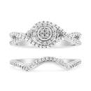 .925 Sterling Silver 1/6 Cttw Diamond Composite Halo and Split Shank Bridal Set Ring and Band (I-J Color, I3 Clarity) - Size 7