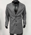 Mens Single-breasted Mid-length Wool Coat
