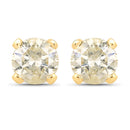 0.98 Carat Genuine LB Diamond 14K Yellow Gold Earrings