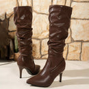 Pointed-Toe Stiletto Heel Knee-High Boots