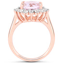 5.56 Carat Genuine Kunzite and White Topaz .925 Sterling Silver Ring
