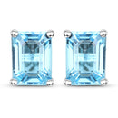 3.20 Carat Genuine Swiss Blue Topaz .925 Sterling Silver Earrings