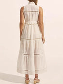 Hollow Out Sleeveless Midi Dress