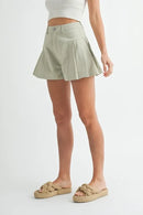 MABLE Pleated High Waist Twill Shorts