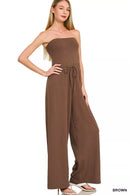 Zenana Tube Top Jumpsuit with Drawstring Waist