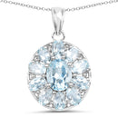 7.65 Carat Genuine Blue Topaz .925 Sterling Silver Pendant