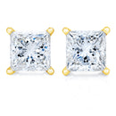 AGS Certified 14K White Gold 1.0 Cttw 4-Prong Set Princess-Cut Solitaire Diamond Push Back Stud Earrings (I-J Color, SI2-I1 Clarity)