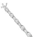 14K White Gold 1.0 Cttw Invisible Set Princess Diamond Alternating Link Tennis Bracelet (I-J Color, I1-I2 Clarity) - 7.25"