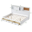 Twin/Full Size Wooden Daybed with 3 Drawers with Storage Shelves