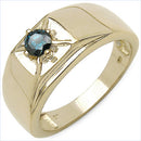 14K Yellow Gold Plated 0.25 Carat Genuine Blue Diamond .925 Sterling Silver Ring