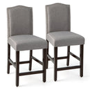 2 Pcs Fabric Nail Head Counter Height Dining Side Chairs Set