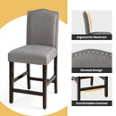 2 Pcs Fabric Nail Head Counter Height Dining Side Chairs Set