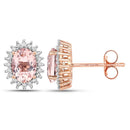 1.61 Carat Genuine Morganite and White Diamond 14K Rose Gold Earrings