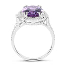 5.55 Carat Genuine Amethyst & White Topaz .925 Sterling Silver Ring