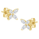 14K White Gold 1/2 Cttw Marquise Diamond 8 Stone Floral Leaf Stud Earrings (H-I Color, SI1-SI2 Clarity)