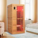 Far Infrared Wooden Sauna Room with Bluetooth Speakers and Oxygen Ionizer for 1-2 person