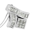 14K White Gold 1 7/8 cttw Princess and Baguette Cut Mixed Geometry Diamond Pendant Necklace (G-H, SI1-SI2)