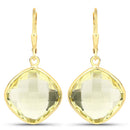21.40 Carat Genuine Lemon Quartz .925 Sterling Silver Earrings