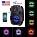 KOCASO Wireless Speaker Portable PA Karaoke System with 8" Subwoofer Sound System Wired Microphone w/ DJ Lights FM Remote Control