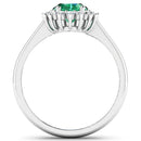 1.87 Carat Genuine Zambian Emerald and White Diamond 14K White Gold Ring