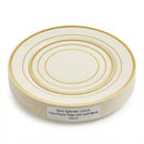 Silver Splendor 6 Inch Ivory Plastic Plate with Gold Band 150 CT