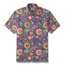 Men's Hawaiian Shirt 1960s Vintage Kingfisher and Flowers Print Cotton Button-down Short Sleeve Aloha Shirt Kingfisher And Flowers By Nina Leth