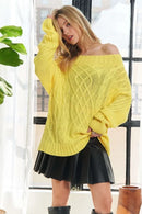ADORA Cable Knit Off Shoulder Sweater