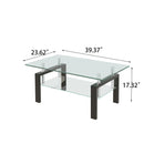 Tempered Glass Coffee Table with 2-Layer Design