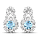 3.24 Carat Genuine Blue Topaz and White Topaz .925 Sterling Silver Jewelry Set