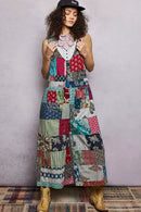 POL Sleeveless Patchwork Wide Leg Jumpsuit