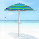 7.2 Feet Portable Outdoor Beach Umbrella with Sand Anchor and Tilt Mechanism