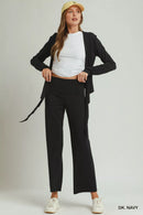 Umgee Cotton Viscose Folded Waistband Straight Leg Pants