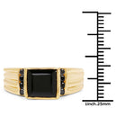 2.16 Carat Genuine Black Onyx and Black Diamond .925 Sterling Silver Ring