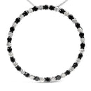 .925 Sterling Silver 3.0 Cttw Alternating Black and White Diamond Open Hoop Circle Pendant Necklace (H-I Color, I3 Clarity) - 18" Inches