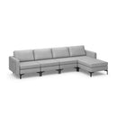 Modular L-shaped Sectional Sofa with Reversible Ottoman and 2 USB Ports