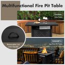 28 Inch Propane 50 000 BTU Patio Square Gas Fireplace with Lava Rock-Black