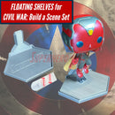 Floating Shelves for Captain America: Civil War Build a Scene set | Hex design fits Captain America: Civil War Funko Pop bases | Comes with Command strips!