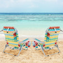 Foldable Backpack Beach Chair with Cup Holder and Storage Pockets Set of 2