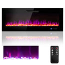 50/60 Inch Wall Mounted Recessed Electric Fireplace with Decorative Crystal and Log