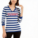 Tommy Hilfiger Womens Blue Striped Long Sleeve top, Sapphire, Size M