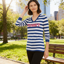 Tommy Hilfiger Womens Blue Striped Long Sleeve top, Sapphire, Size M