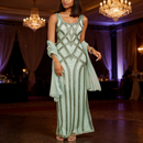 J Kara Embellished Gown & Scarf, Size 14