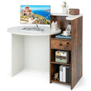 Front Reception Office Desk with Open Shelf and Drawer