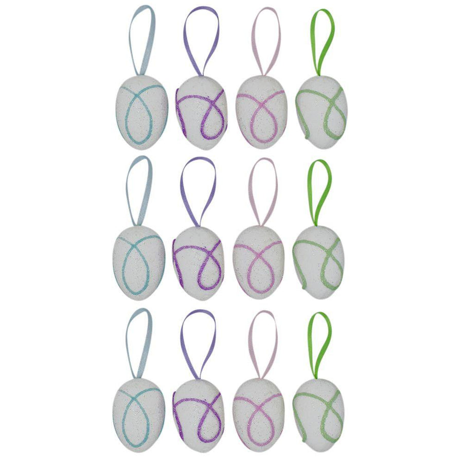 Set of 12 Foam Easter Egg Ornaments 1.5 Inches