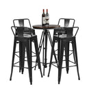 30 Inch Set of 4 Metal Counter Height Barstools with Low Back and Rubber Feet