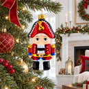 Red Nutcracker Soldier Glass Christmas Ornament
