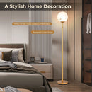 Glass Globe LED Floor Lamp with Glass Lampshade-Golden