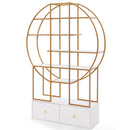 71 Inches 6-Tier Gold Bookshelf with 2 Storage Drawers-Golden