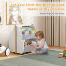 Kids Wooden Bookshelf with Universal Wheels