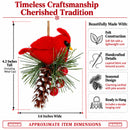 Red Cardinal On Snowy Pinecone Felt Fabric Christmas Ornament